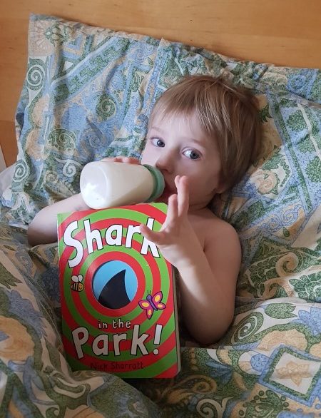 Matthew and his favourite book, Shark in the Park